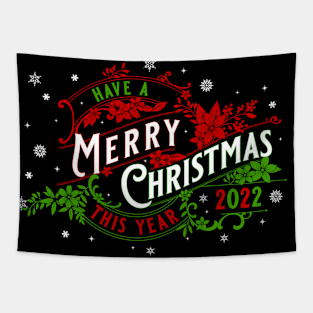 Merry Chistmas Vintage Style Red Greed Tapestry