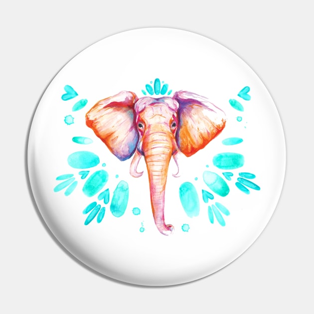 Bright Watercolor Elephant Pin by aterkaderk