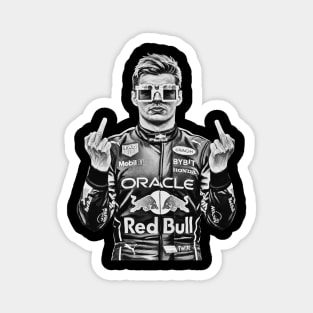 Memem Max Verstappen Middle finger Black white Magnet