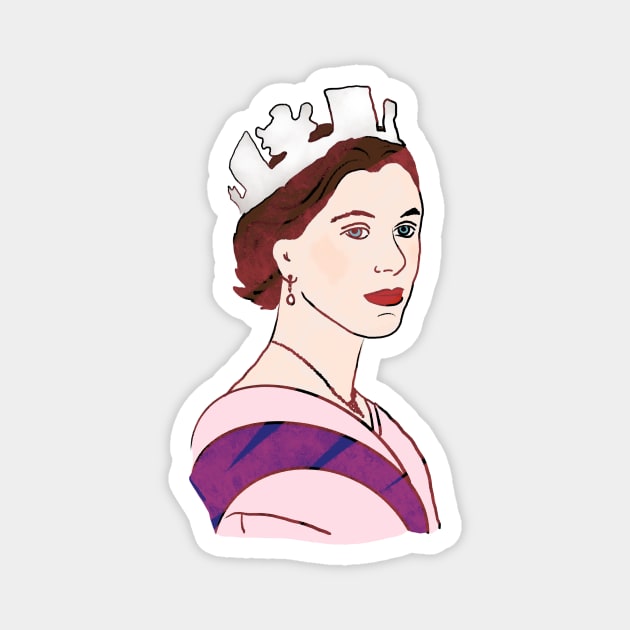 Queen Elizabeth II Original Illustration Magnet by iliketeasdesigns