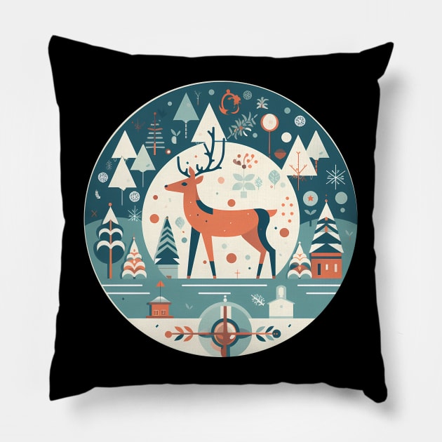 Deer in Ornament, Love Deers Pillow by dukito