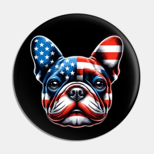 Patriotic French Bulldog: American Flag Dog Portrait. Pin