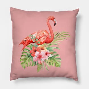 Watercolor Pink Flamingo Pillow