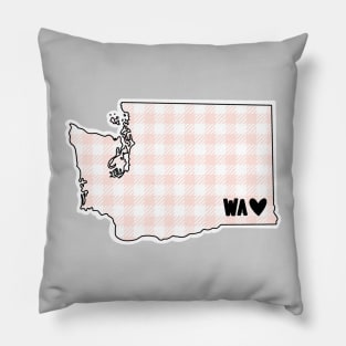 USA States: Washington (pink plaid) Pillow