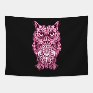 Artsy Artistic Style Design Of A Pink Owl Tapestry