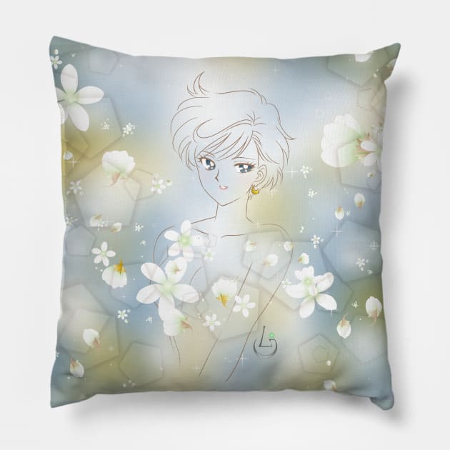 Guardian Haruka Flower Portrait Pillow by AudreyWagnerArt