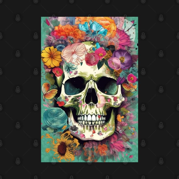 Bloom Skull - Pastel Floral Skull T-Shirt Design by laverdeden