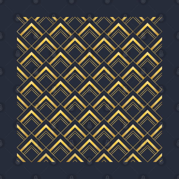 Art Deco diamond pattern navy and gold by kallyfactory