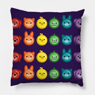 Animal Rainbow Button Pattern Pillow