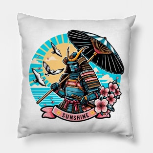 Funny Samurai warrior art summer Pillow