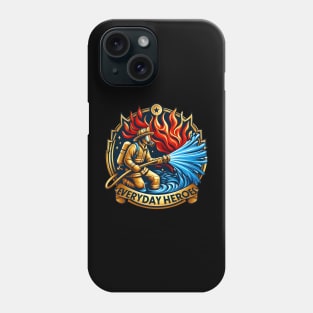 Heroic Firefighter Battling Blaze Phone Case