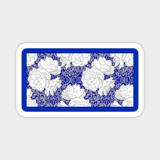 Sampaguita on Navy with Gold Swirls Horizontal Magnet