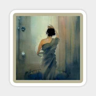 Woman in Bathrobe Magnet