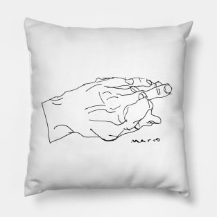 drawing of hand black line Pillow