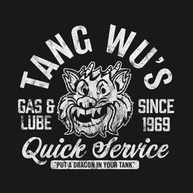 Tang Wu's Gas and Lube - Biker Style (1-Color - Worn - Reverse) by jepegdesign