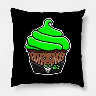 Cute Cupcake in a Tuxedo with Green Icing - Chocolate - Cupcake Pillow