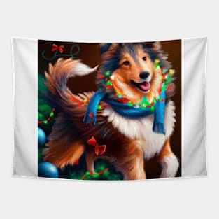 Cute Sheltie Drawing Tapestry