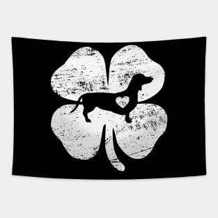 Dachshund Silhouette Shamrock St Patricks Day Tapestry