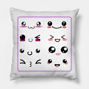 Kawaii Emoji Faces Pillow