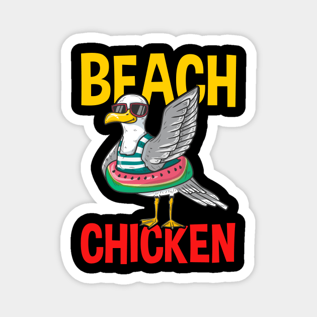 Funny Beach Chicken design for Seagull Lovers Magnet by biNutz