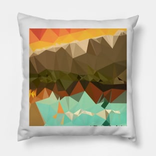 Dark Spring Green Abstract Low Polygon Background Pillow