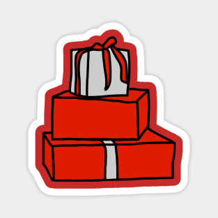 A Pile of Three Christmas Gift Boxes Graphic Magnet