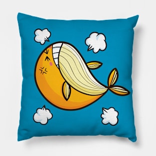 Funny angry orange whale Pillow
