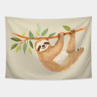 Kawaii Sloth Watercolor Tapestry