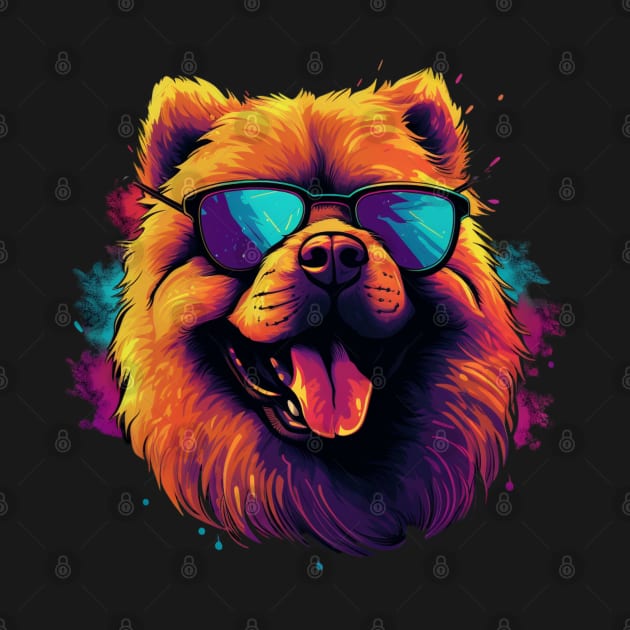 Retro Wave Chow Chow Dog Shirt by Miami Neon Designs