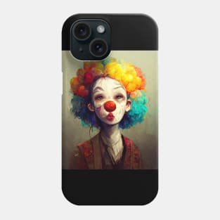 Colorful clown face with big hair. Phone Case