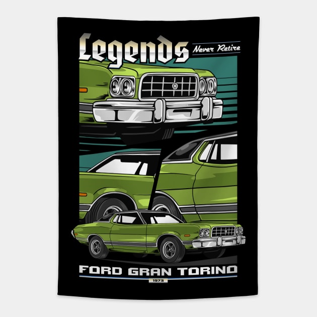 1973 Torino Muscle Car Tapestry by milatees