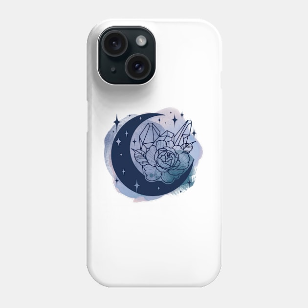 Crystal Moon Flower Phone Case by ontheoutside