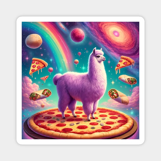 Funny Llama with Pizza and Tacos Vibrant Magnet by logiamerch