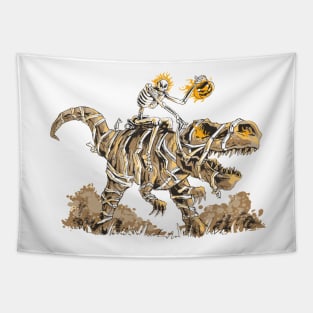 Skeleton riding mummy dinosaur Tapestry