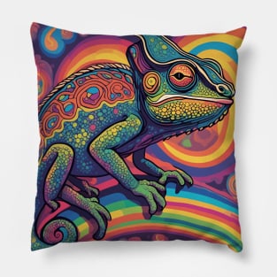 Magic Psycehdelic Chameleon Pillow