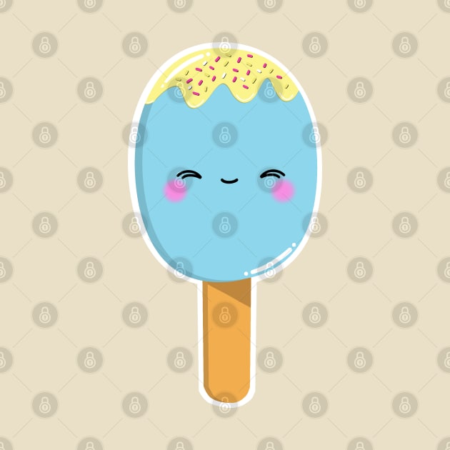 Cute blue lollipop, kawaii ice lolly, summer lolly, summer food by Catphonesoup