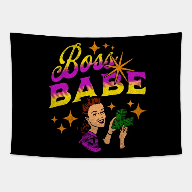 Funny Boss Babe Get Money Retro House Wife Tapestry by TheCraftyDrunkCo