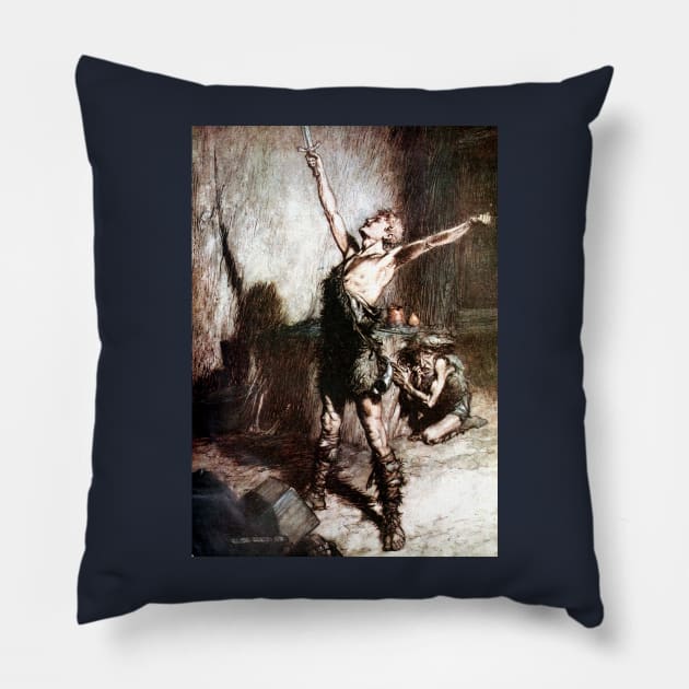 Nothung - Siegfried and the Twilight of the Gods - Arthur Rackham Pillow by forgottenbeauty