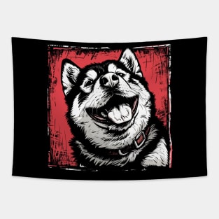 Retro Art Siberian Husky Dog Lover Tapestry