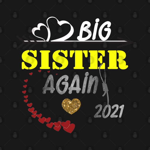 Big Sister AGAIN T-Shirt Baby Pregnancy Announcement Youth T-Shirt Gift for Big Sister by Otis Patrick