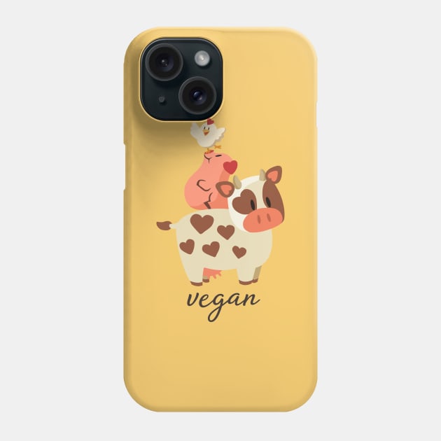 Happy Cow, Pig, and Chicken - Vegan Phone Case by cutevegan