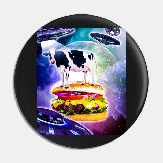 Cow Riding Burger In Space With Ufo Pin by Random Galaxy