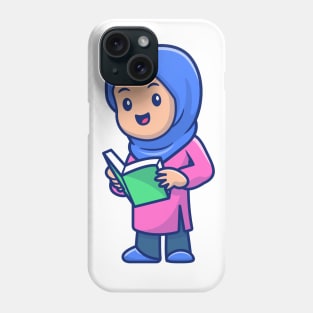 Cute girl moslem reading book Phone Case