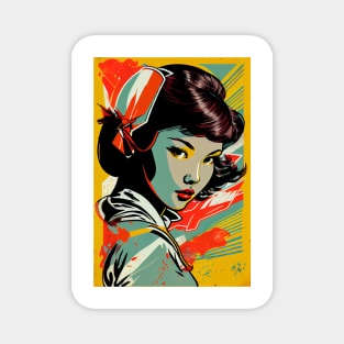 Vintage asian woman in pop-art style Magnet