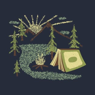 Camping Inside a Book I love to Read Illustration Made With Letters T-Shirt