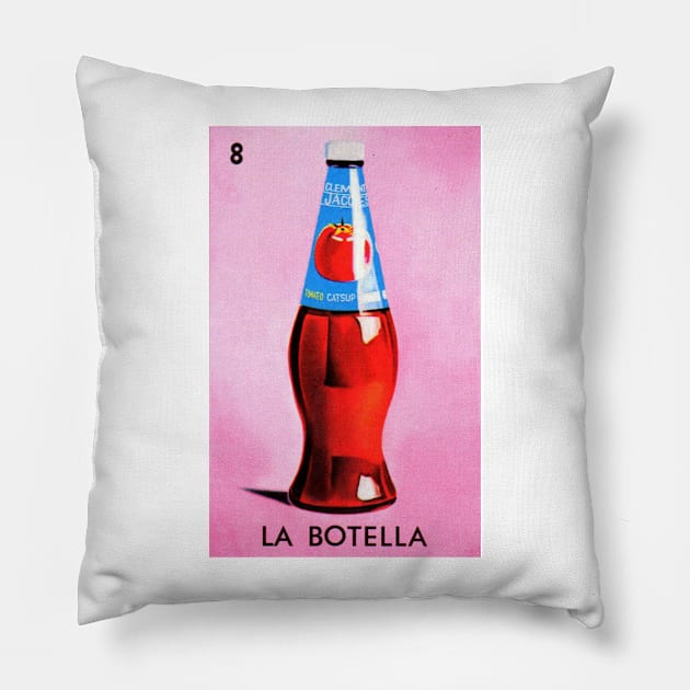 Loteria Mexicana Art - Mexican Lottery Gifts - Mexican Bingo La Botella Pillow by HispanicStore