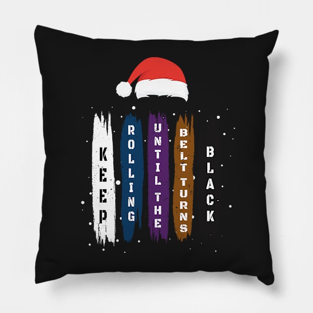 Brazilian Jiu Jitsu Gift - Keep Rolling Black Belt BJJ - Funny Christmas Jiujitsu Gift Lover Pillow by WassilArt