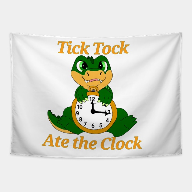 Tick tock  ate the clock Tapestry by Kae