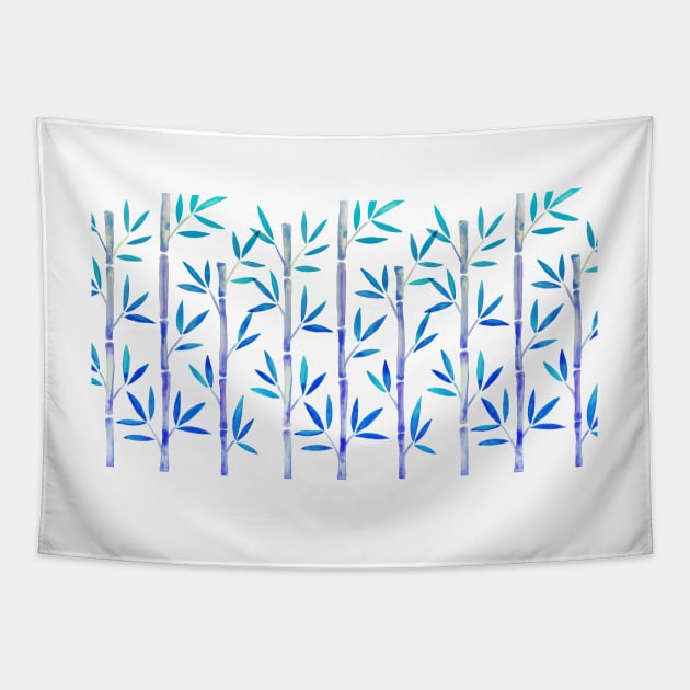 Indigo Bamboo Pattern Tapestry by CatCoq