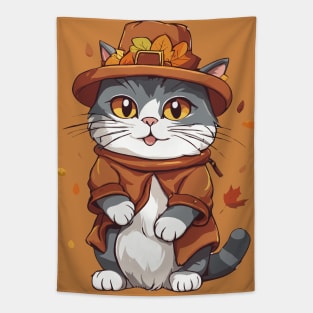 Thanksgiving Cat Pilgrim Tapestry